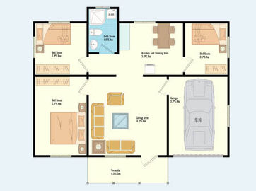 แบบพกพาโครงเหล็กโครงสร้าง 4/3 ห้องนอนที่อยู่อาศัย Modular, มือถือแสงเหล็กวิลล่า